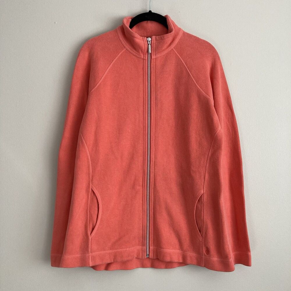 Tommy Bahama Womens Aruba Full Zip Jacket Apricot Size Medium Cotton Stretch